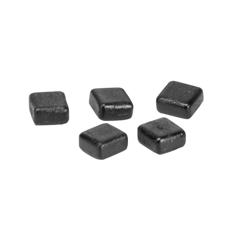 Five small, black, square-shaped items are shown on a white background, resembling Replacement Stoppers for Slim-Grip Ultra Smartphone and Midsize Tablet Holder.