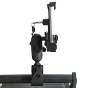 The RoadVise® Clamp Mount with LockVise™ Locking Tablet Holder and 3.5” Arm securely holds your tablet with a key lock, while adjustable joints ensure optimal positioning for safety and convenience.