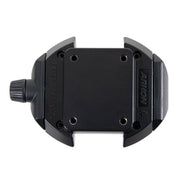 The RoadVise® Ultra Phone and Tablet Holder is a black, rectangular AMPS mount with four screw holes, a side adjustment knob, and “PATENT PENDING” and “ARCA” engraved on its surface.