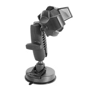 The RoadVise® Ultra Sticky Suction Phone or Tablet Mount is a black, adjustable holder with a sturdy jointed arm and cradle, featuring an upward-tilted arm and robust build for secure windshield mounting and optimal device viewing.