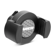 The RoadVise® XL Phone and Midsize Tablet Holder is a black, circular 17mm ball mount with side grips and a geometric center featuring the ARKON brand, designed to securely hold your smartphone or midsize tablet in place.