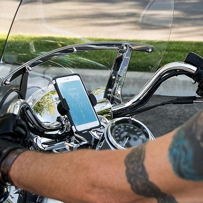 RoadVise® XL Motorcycle Midsize Tablet and Phone Mount - Chrome Aluminum-Arkon Mounts