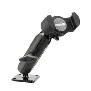 The RoadVise® XL Phone and Midsize Tablet Drill Base Mount is a black adjustable holder with a clamp, featuring a screwable 4-hole AMPS base for secure attachment and ARKON branding on the knob and clamp face.