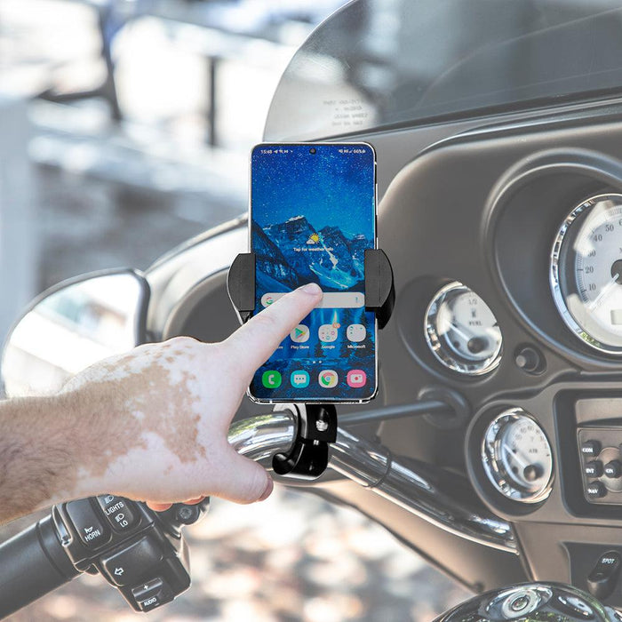 RoadVise® XL Premium Aluminum Motorcycle Handlebar Phone and Midsize Tablet Mount-Arkon Mounts