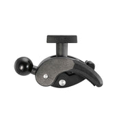 The Robust Clamp Mount with Security Knob - 25mm (1 inch) Compatible features a black and gray adjustable design with a round handle and lever, ideal for securely gripping objects or mounting equipment with precision.
