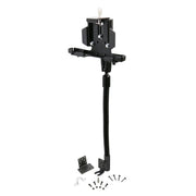 The LockVise™ Metal Locking Seat Rail Tablet Mount features an 18 aluminum gooseneck, 3.75 shaft, and comes with various screws, nuts, and two metal mounting plates, all displayed on a white background.