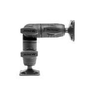 The Robust Ratchet Extension Arm with AMPS Mount Plates is black, adjustable, features two pivot joints, and includes flat rectangular AMPS mount plates at both ends, displayed on a white background.