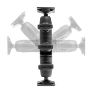A Robust Ratchet Extension Arm with AMPS Mount Plates is centered, with transparent duplicates in the background showing its adjustable rotation and range of movement—perfect for versatile mounting needs.