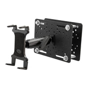 The Slim-Grip® Overhead Guard Forklift Tablet Mount with 5 Shaft features a rugged holder with a mounting plate and multiple screw holes for secure wall or surface attachment—ideal as a warehouse tablet holder—shown on a white background.