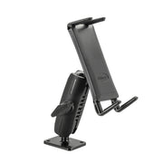 The Slim-Grip® Ultra Robust Tablet or Phone Mount with Metal AMPS Base is a black adjustable holder with an angled arm and spring-loaded grip for secure mounting on flat surfaces.