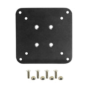 The Square VESA 75 / VESA 100 Adapter Plate is shown in black with eight holes and includes four screws and matching nuts, displayed on a white background.