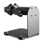 The SteadyMag™ Magnetic Mount System with RoadVise® Ultra Phone Holder is a black metal tabletop device mount featuring a sturdy base, adjustable arm, and clamp—ideal for securing phones in warehouse vehicles—shown against a white background.
