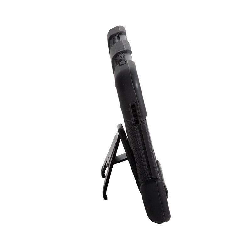 A rugged black Tablet Case for Galaxy Tab A7 Lite with a built-in kickstand and multi-layer protection, displayed from the side on a white background.