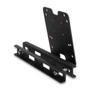 The Taxi Headrest Tablet Mobile Printer Payment Terminal Mount features a black metal bracket with multiple holes and adjustable bolts, compatible with 4-Hole AMPS—ideal for wall or surface attachment in taxis or ride-sharing vehicles.