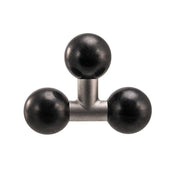 The Triple 25mm (1 inch) Ball Adapter features three black spheres connected by a short, L-shaped black and silver metal piece in a triangular formation, compatible with Arkon Robust Series 25mm ball adapter.