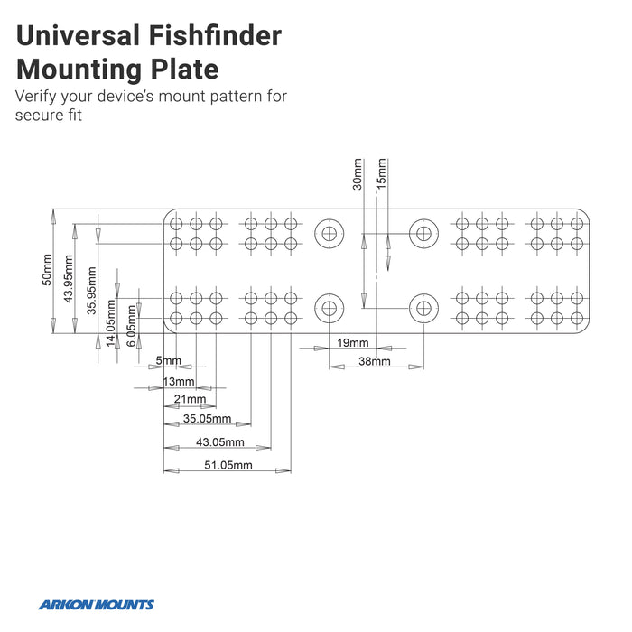 Universal Marine Electronic Fishfinder Splitter Bar Mounting Plate-Arkon Mounts