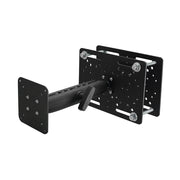 The VESA Mount with Forklift Overhead Guard Mount and 8.5 Metal Shaft is a heavy-duty black bracket with multiple screw holes, bolts, a rectangular base, and an extending arm for secure device or equipment attachment to walls.