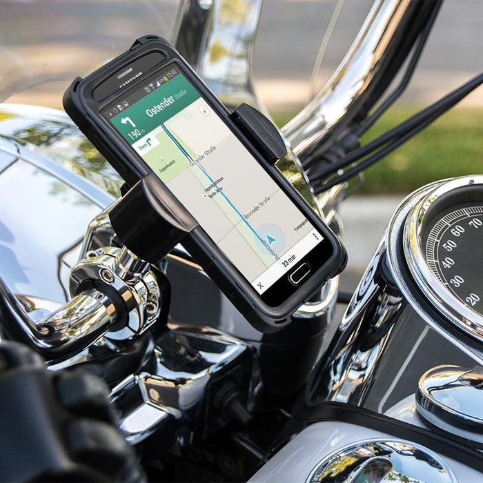 RoadVise® XL Motorcycle Midsize Tablet and Phone Mount - Chrome Aluminum