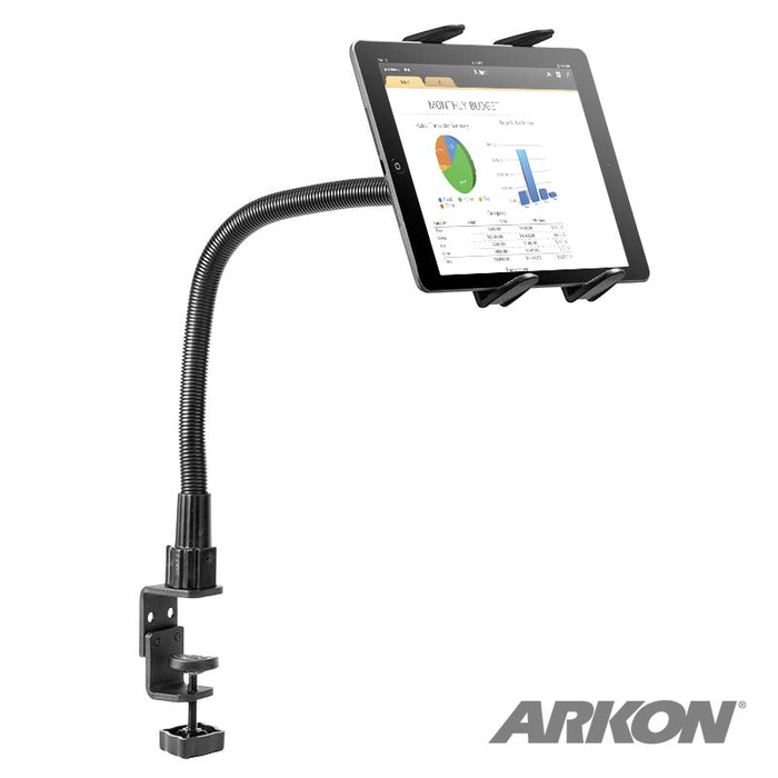 Heavy-Duty Table or Desk Slim-Grip® Tablet Clamp Mount with 22" Gooseneck for iPad, Note, and more